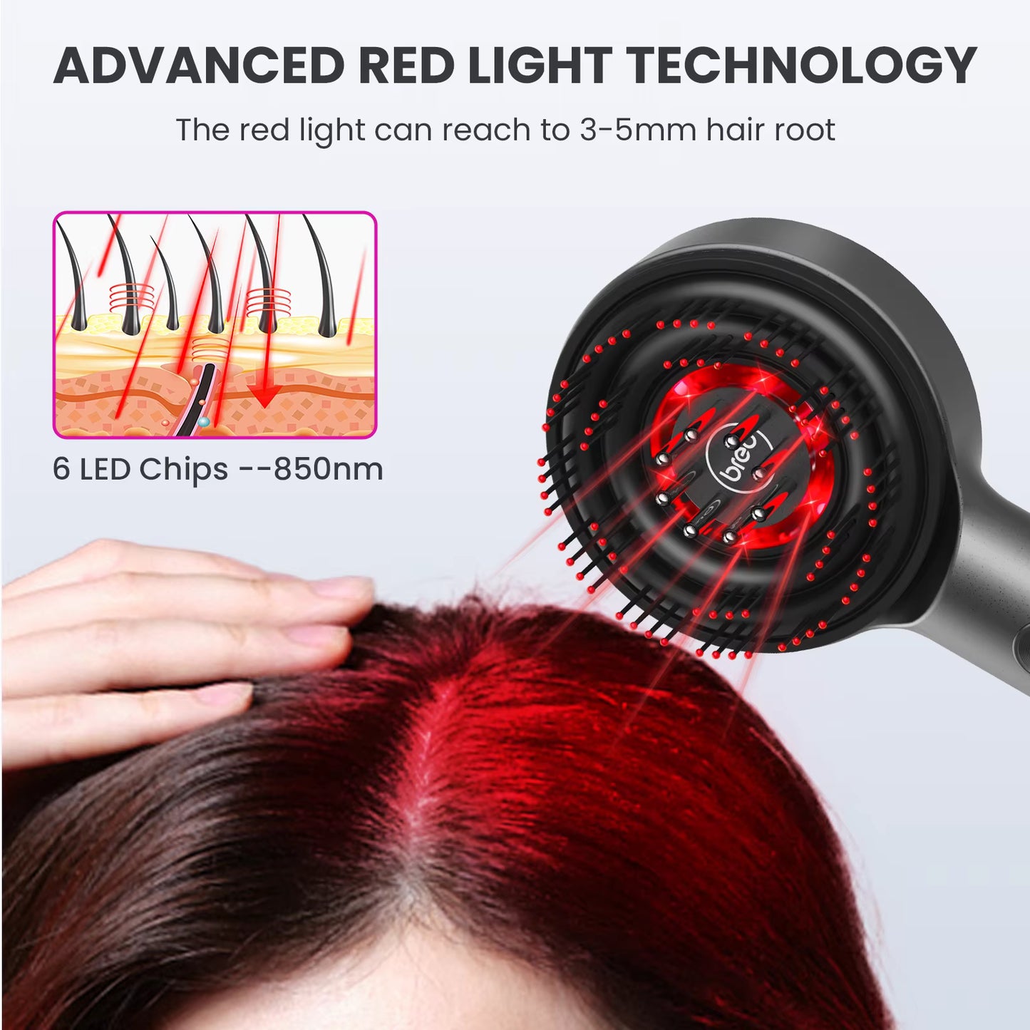 Household Red And Blue Light Massage Hair Comb